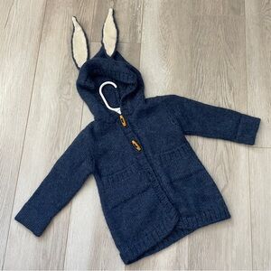 oeuf Alpaca Cardigan bunny ears knit sweater womens Navy Blue (size 6 months)